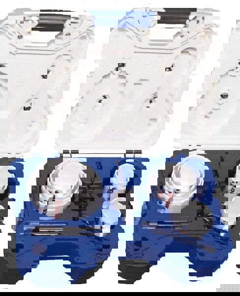 Hard Wood Hole Saw Kit: 11 Pc, 2-1/8 to 4-5/8